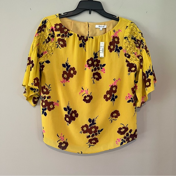 Madewell Pleated Cascade Top in Retro Bouquet Floral Size Small - Picture 6 of 15